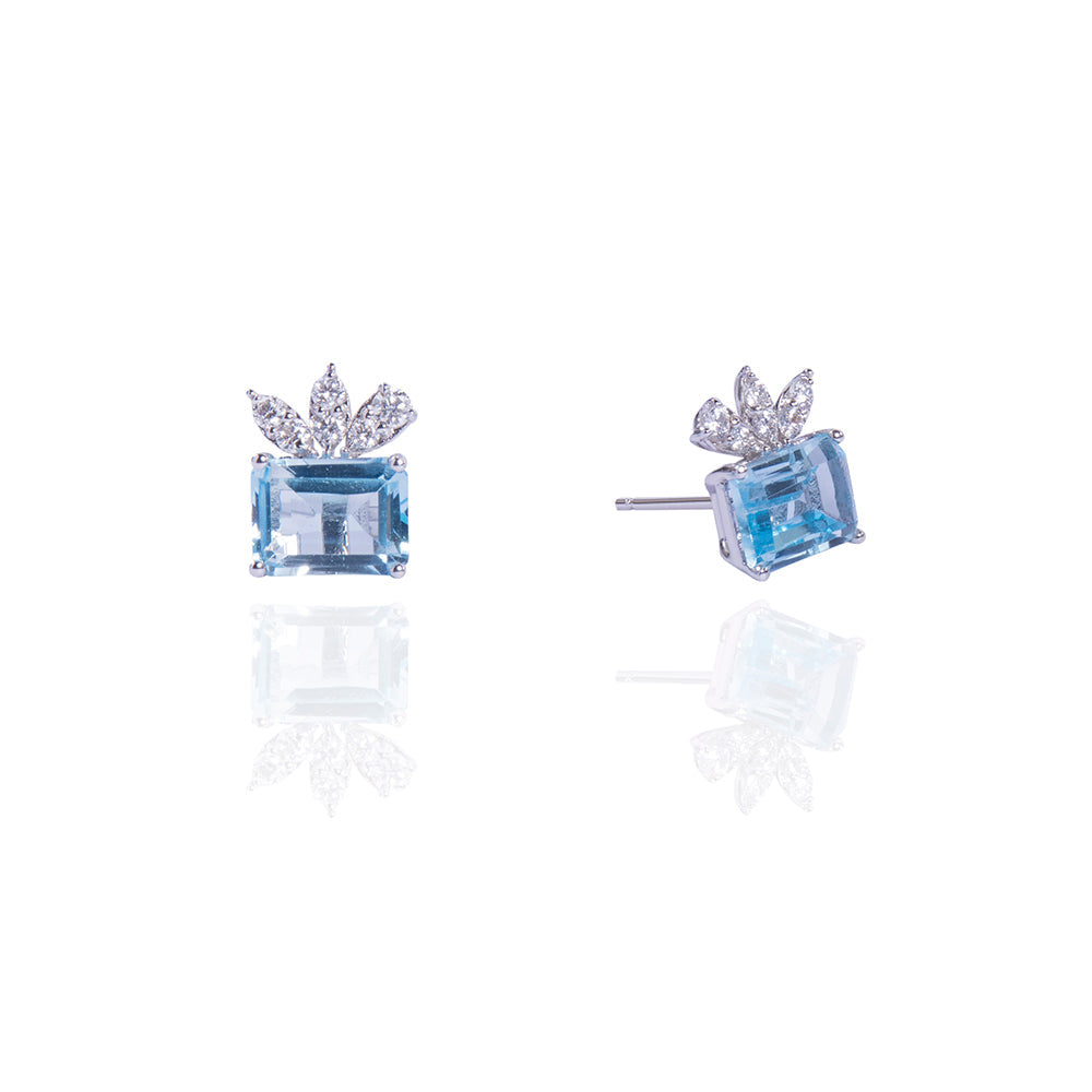 Azure Topaz Petal Studs