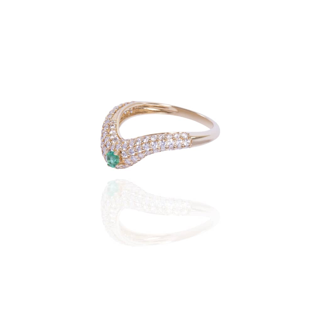 Arc Emerald Pavé Ring