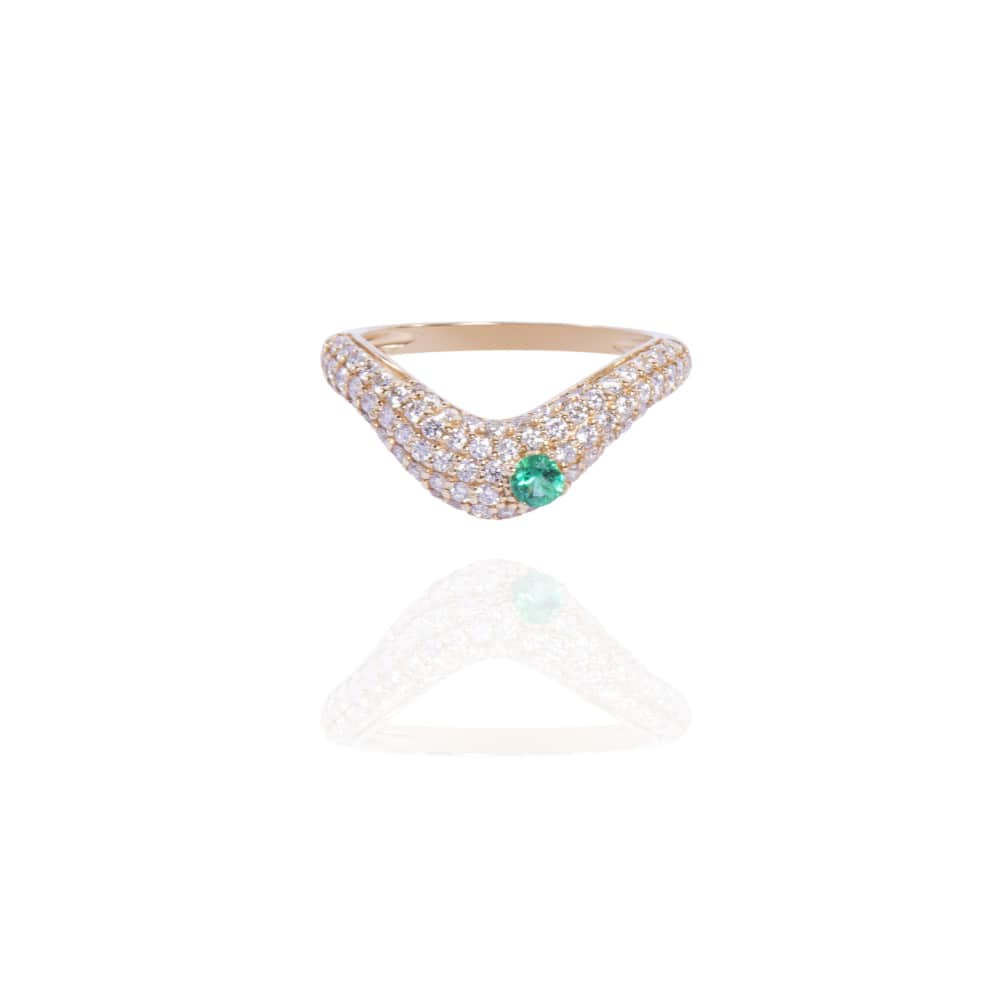 Arc Emerald Pavé Ring