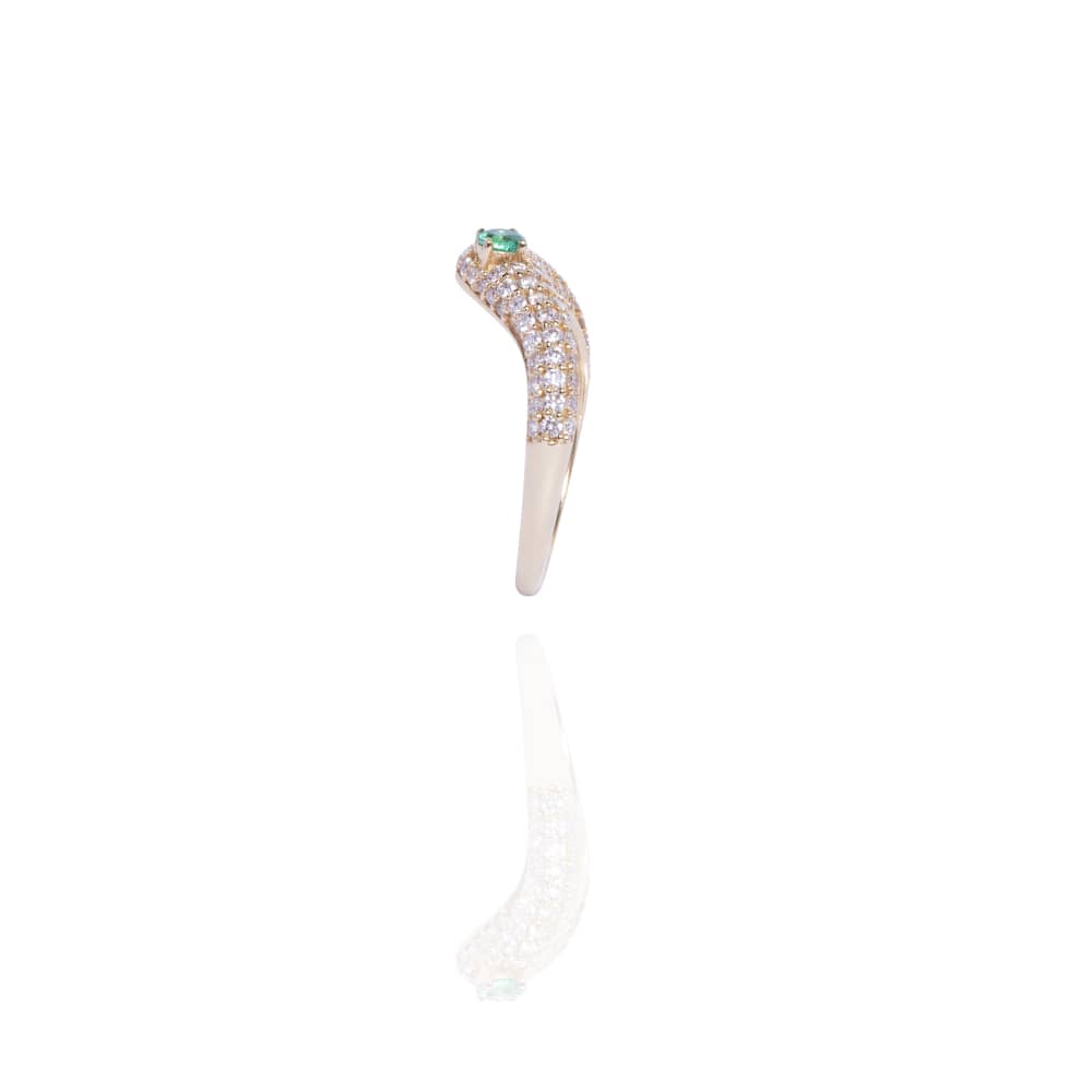 Arc Emerald Pavé Ring