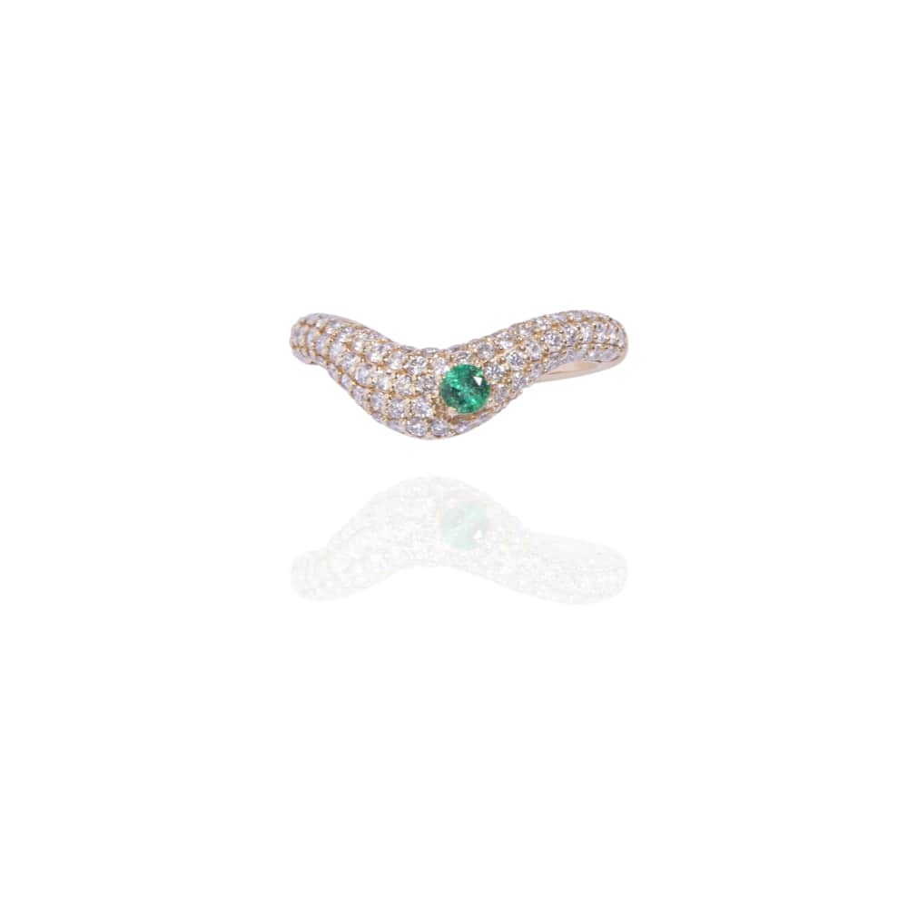Arc Emerald Pavé Ring