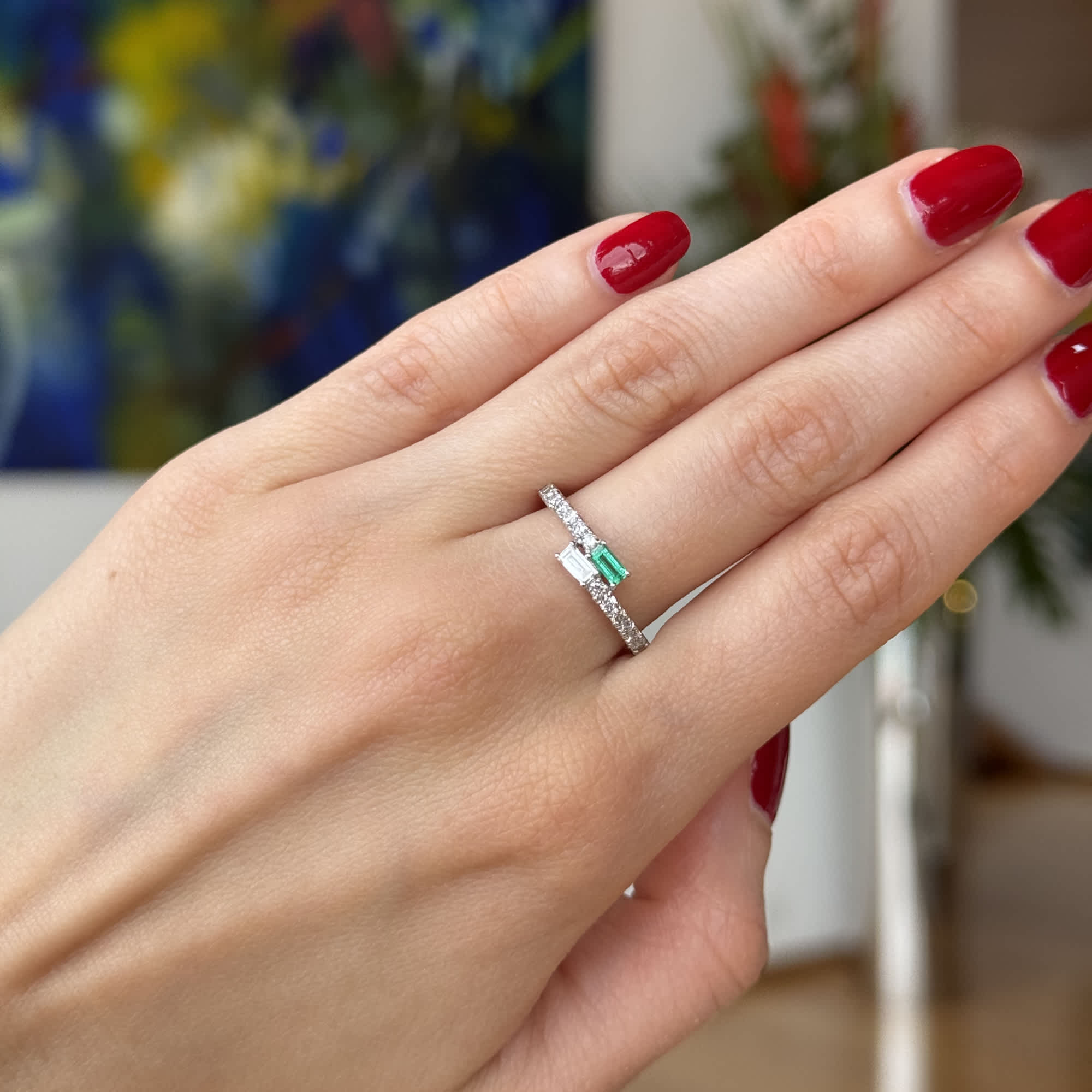 Emerald Baguette Ring