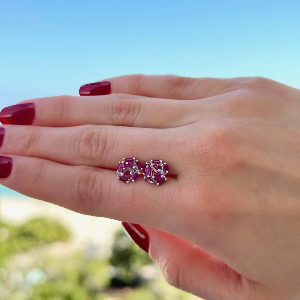 Crimson Cluster Studs