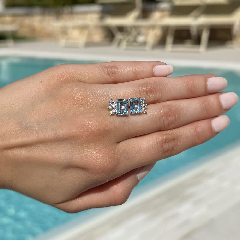 Azure Topaz Petal Studs